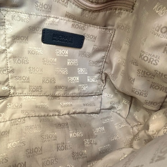 Michael Kors Navy Blue Leather Drawstring Ring Handles Satchel Shoulder Bag-Navy - Picture 15 of 15